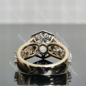 Doveggs Modified Octagon Halo 3/4 Eternity Lab Grown Diamond Engagement Ring