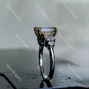 Doveggs emerald three-stone moissanite engagement ring