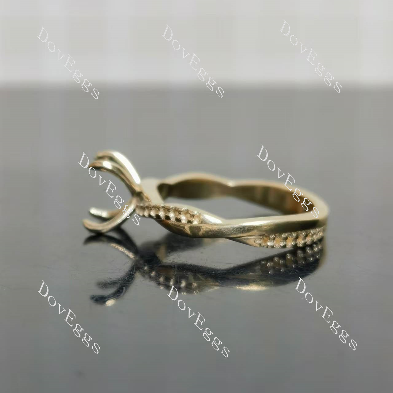 Doveggs pave curved engagement ring only semi-mount only(Exclusively to DovEggs Stones)