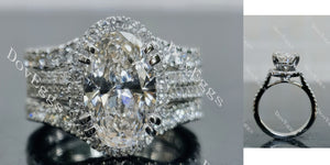 Oval Halo Half Enternity Lab Grown Diamond