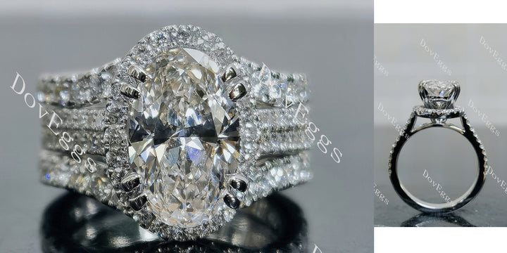 Oval Halo Half Enternity Lab Grown Diamond