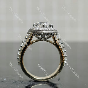 Doveggs Modified Octagon Halo 3/4 Eternity Lab Grown Diamond Engagement Ring