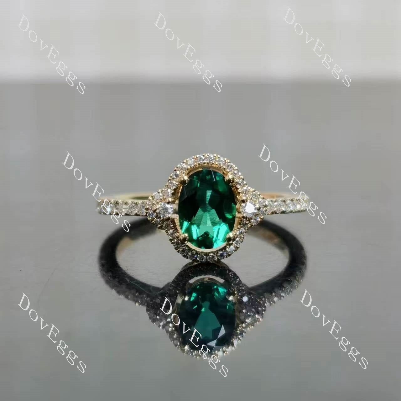 Doveggs oval halo colored gem engagement ring