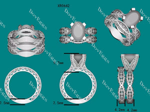 Doveggs anniversary Art deco moissanite/lab grown diamond wedding band-4.2mm band width
