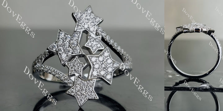 Star Gazing round pave moissanite/lab grown diamond wedding band-1.9mm band width - DovEggs-Seattle