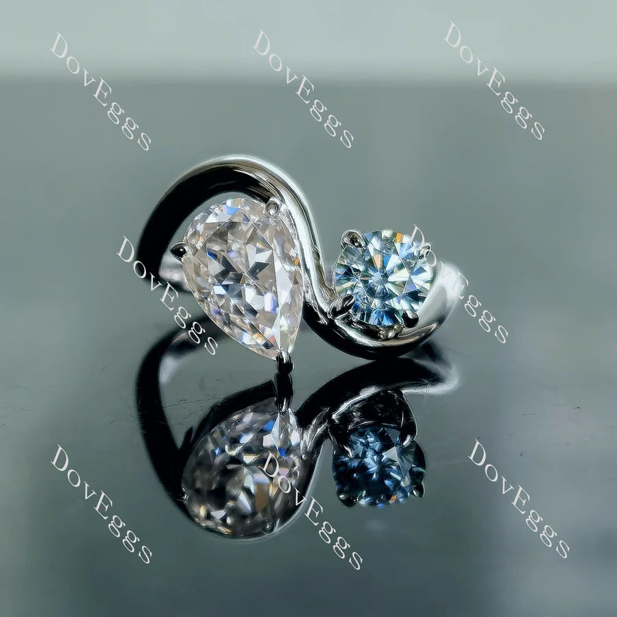 Doveggs two stones engagement ring semi-mount only(Exclusively to DovEggs Stones)