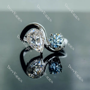 Doveggs two stones engagement ring semi-mount only(Exclusively to DovEggs Stones)