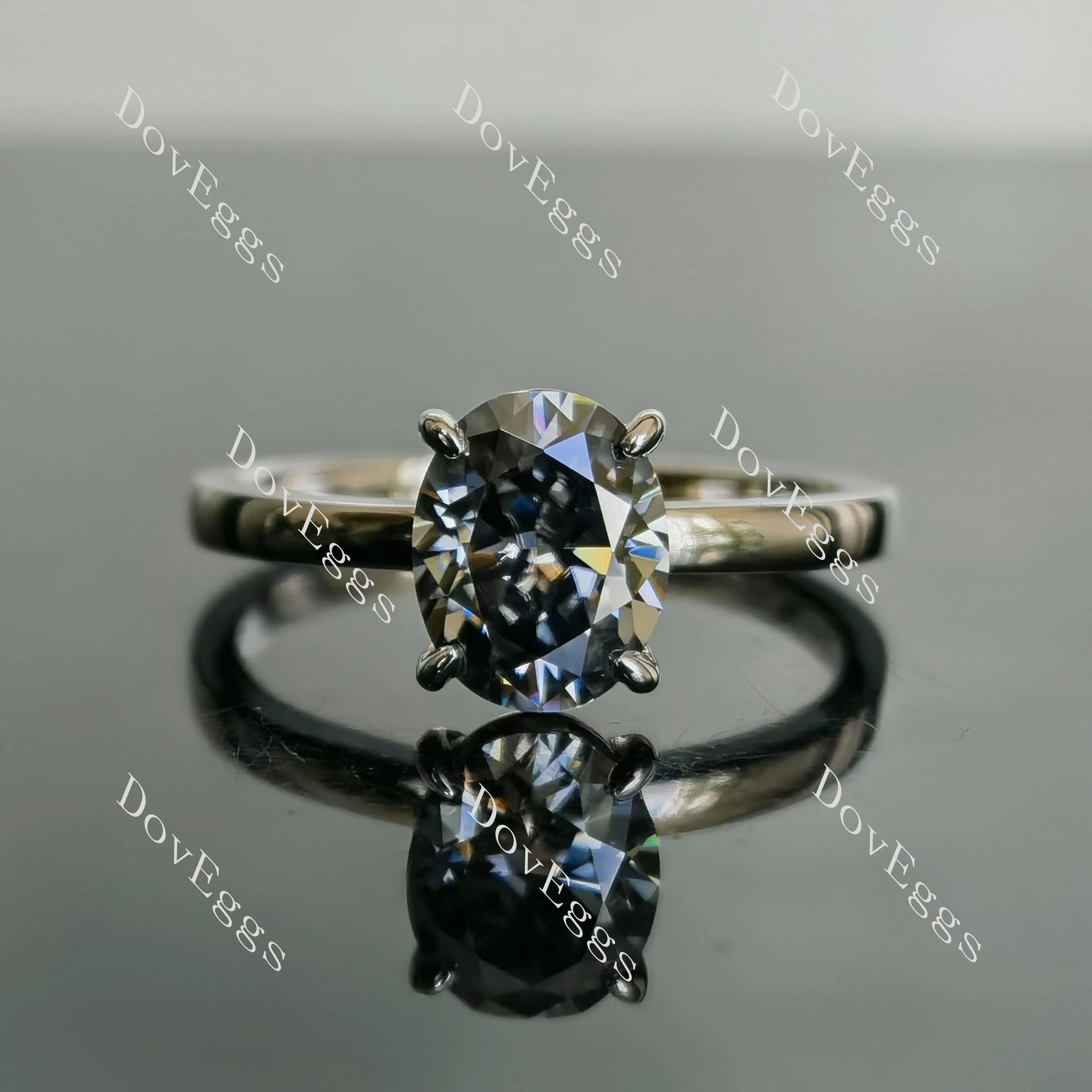 Bailey Jackson oval solitaire stardust grey moissanite engagement ring