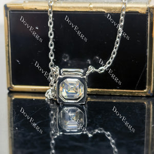 Doveggs sterling silver 2ct asscher moissanite pendant necklace