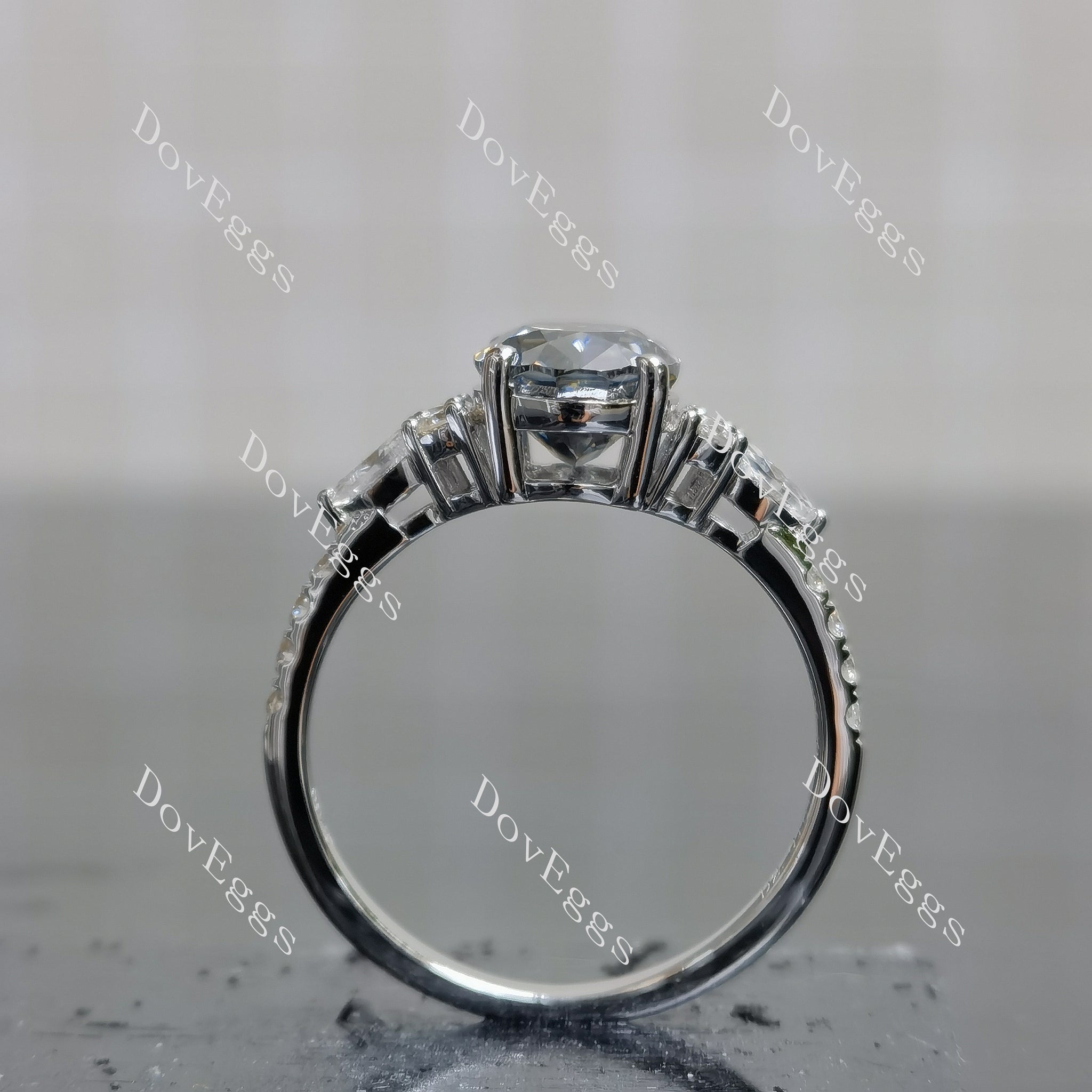 Doveggs oval pave stardust grey engagement ring