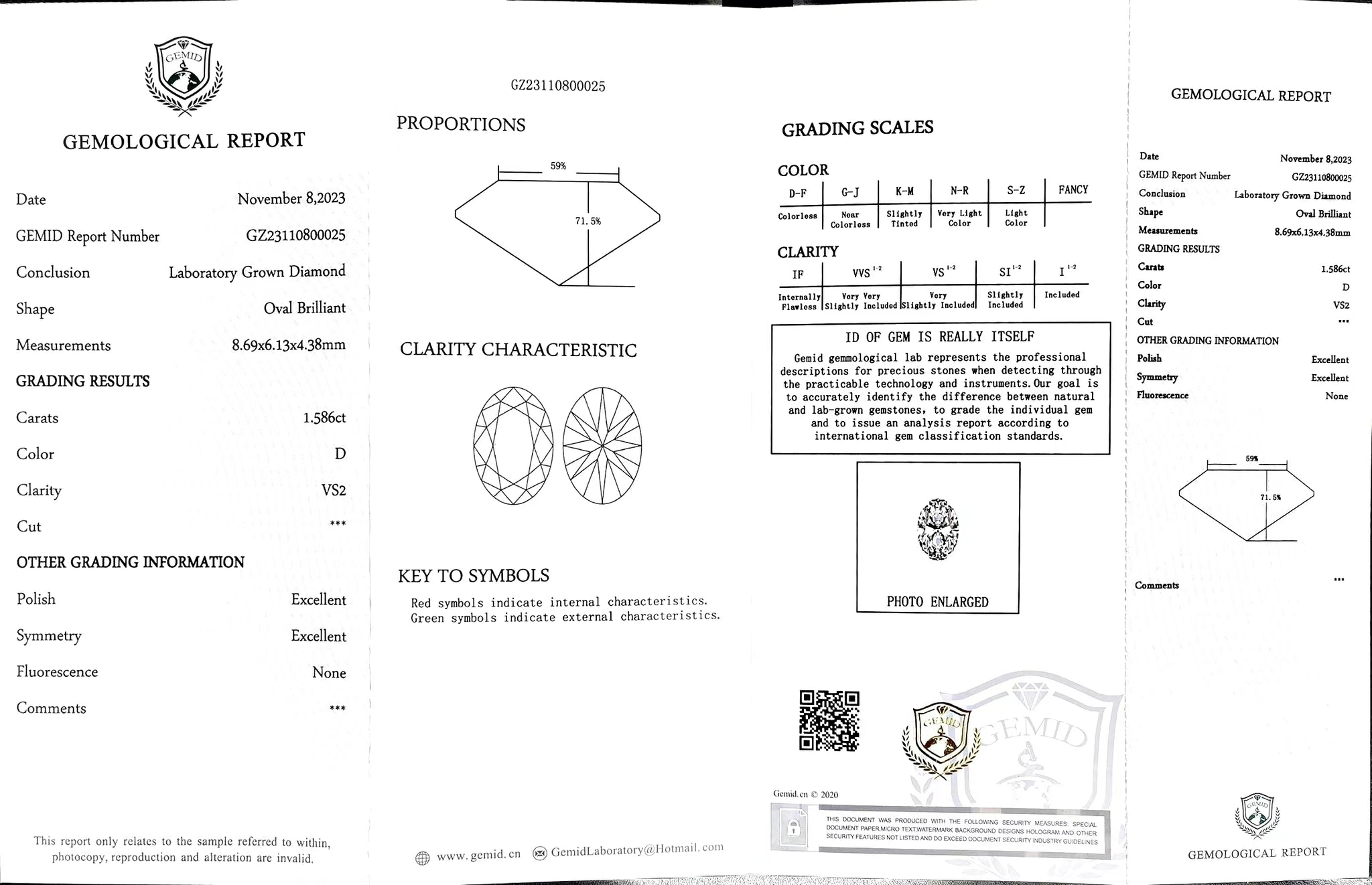 Doveggs 1.586ct oval D color VS2 Clarity Excellent cut lab diamond stone(certified)