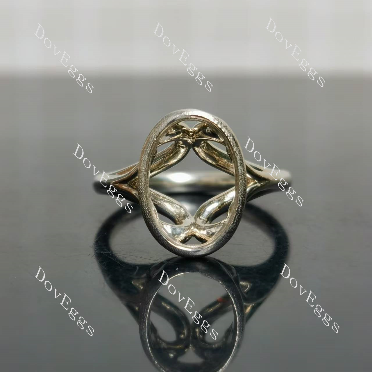 Doveggs bezel art deco solitaire engagement ring semi-mount only(Exclusively to DovEggs Stones)