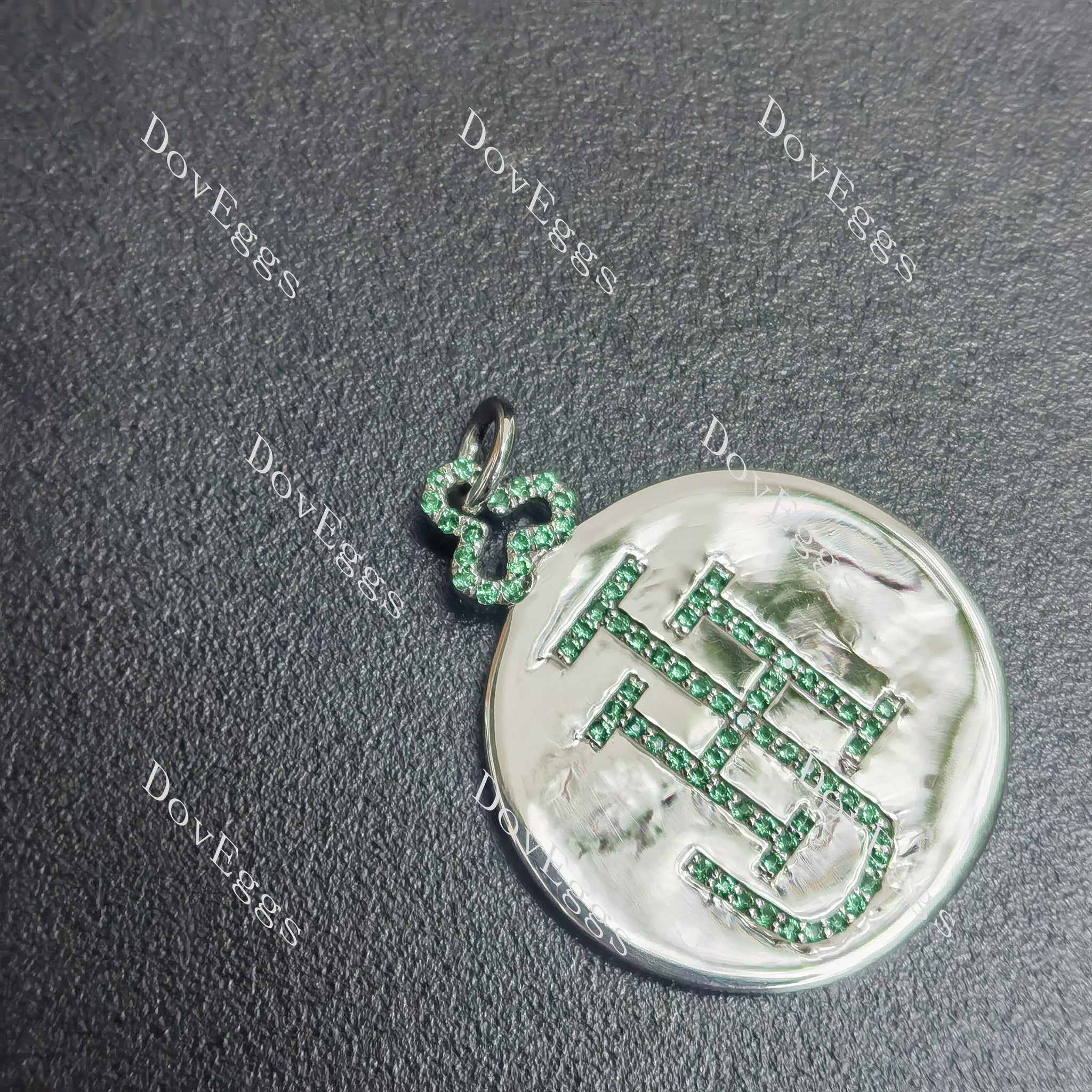 Doveggs sterling silver round zambia emerald colored gem pendant necklace