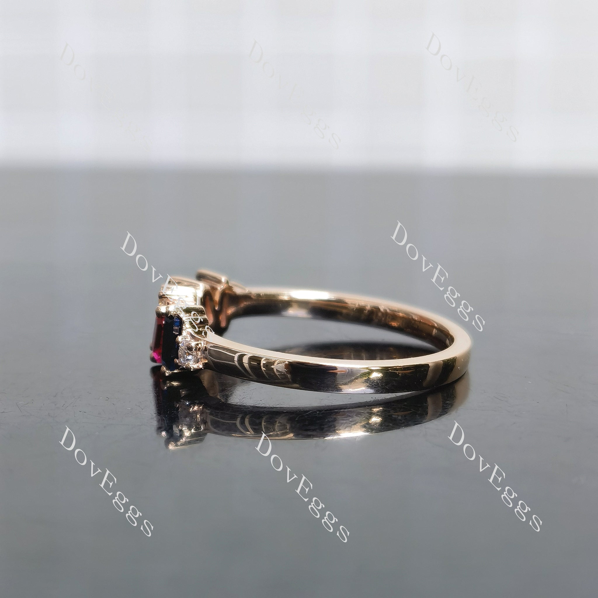 Doveggs baguette round pave colored gem/lab grown diamond self-love band-2.1mm band width