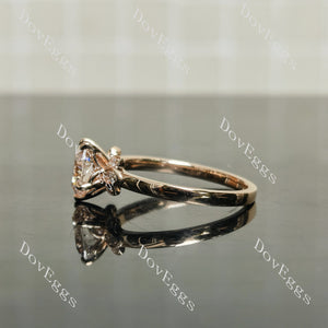 Doveggs Heart Side Stones Fancy Pink Lab Grown Diamond Engagement Ring