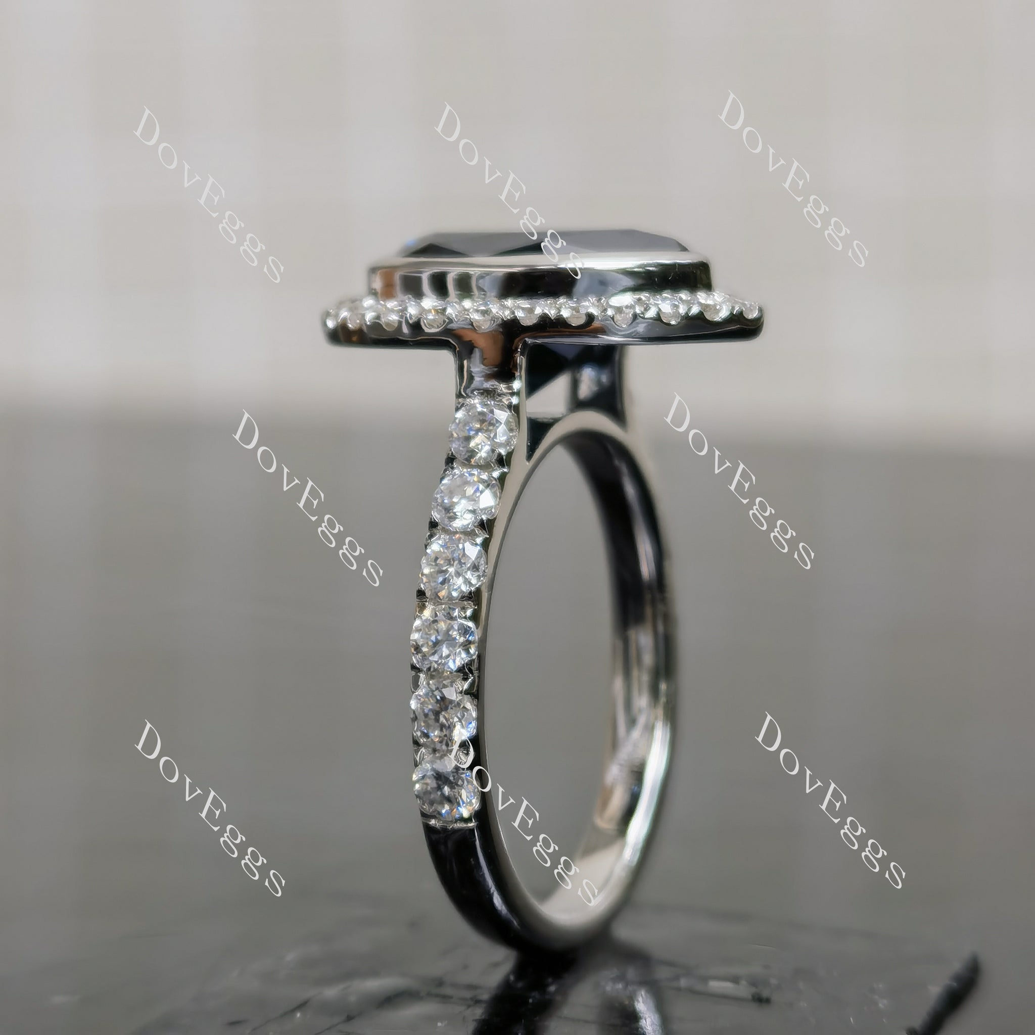(size 8.25) Doveggs sterling silver 5ct pear twilight blue moissanite engagement ring