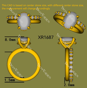 Doveggs Oval Pave Lab Grown Diamond Engagement Ring