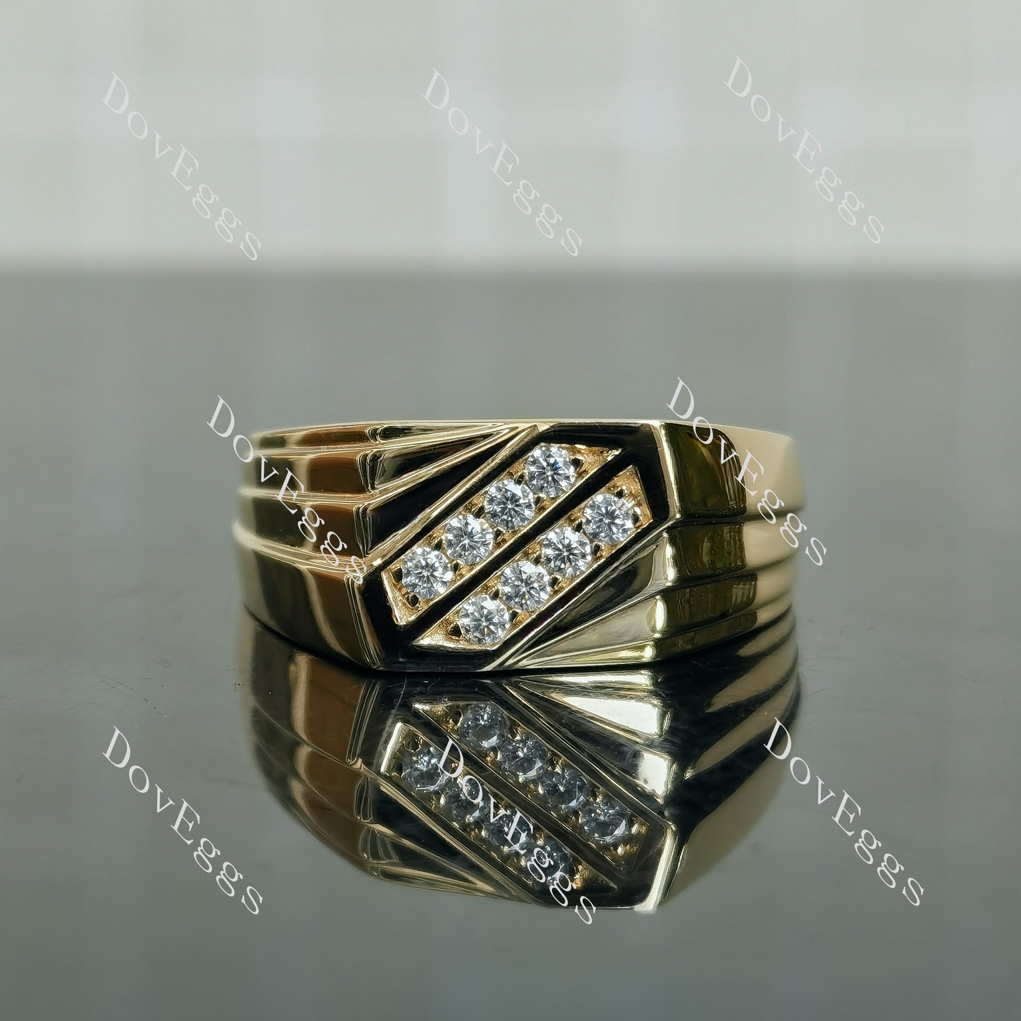 Doveggs round channel set moissanite/lab grown diamond wedding band-3.7mm band width