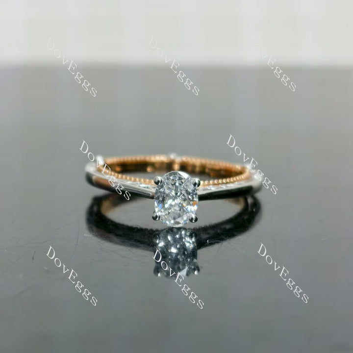 (size 6) Doveggs 18K white gold & rose gold 0.5ct oval lab grown diamond engagement ring