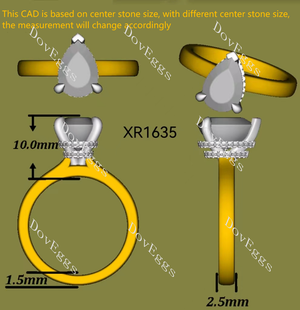 Doveggs pear pave hidden halo moissanite engagement ring