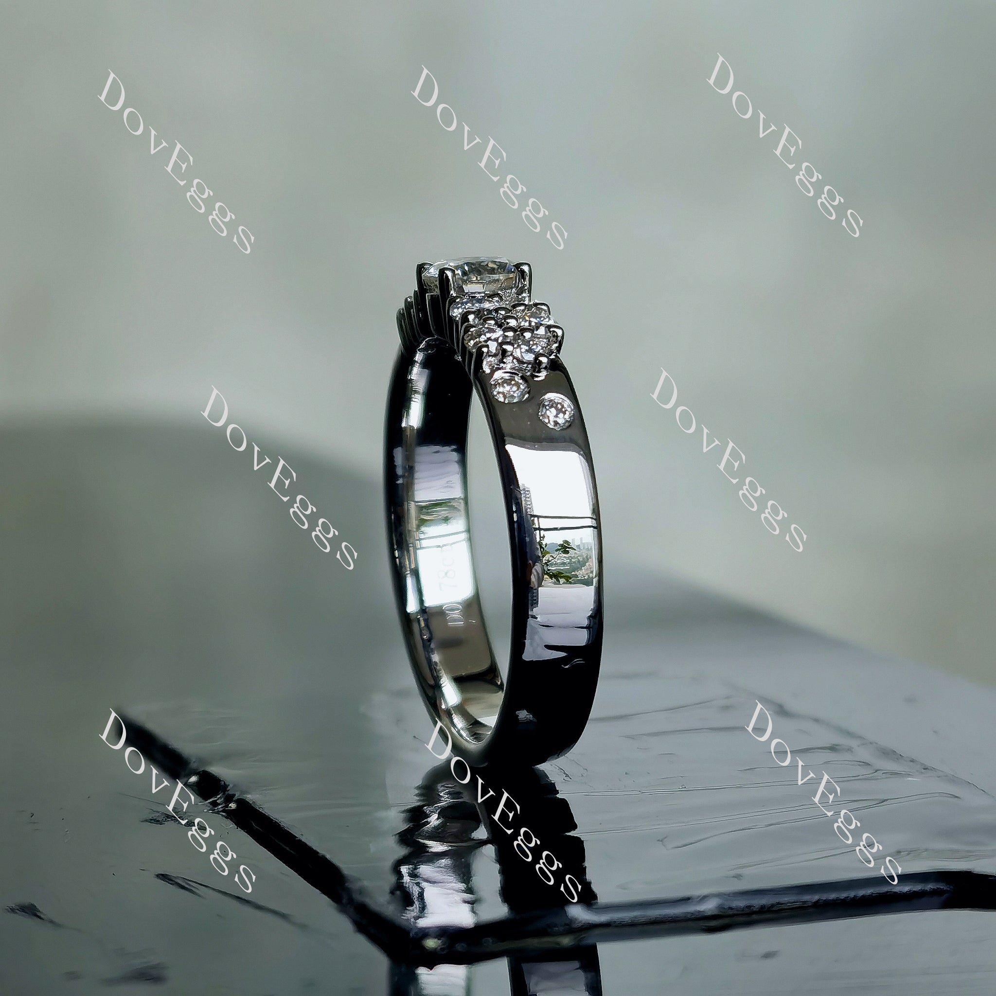Doveggs round art deco moissanite/lab grown diamond wedding band-4.0mm band width