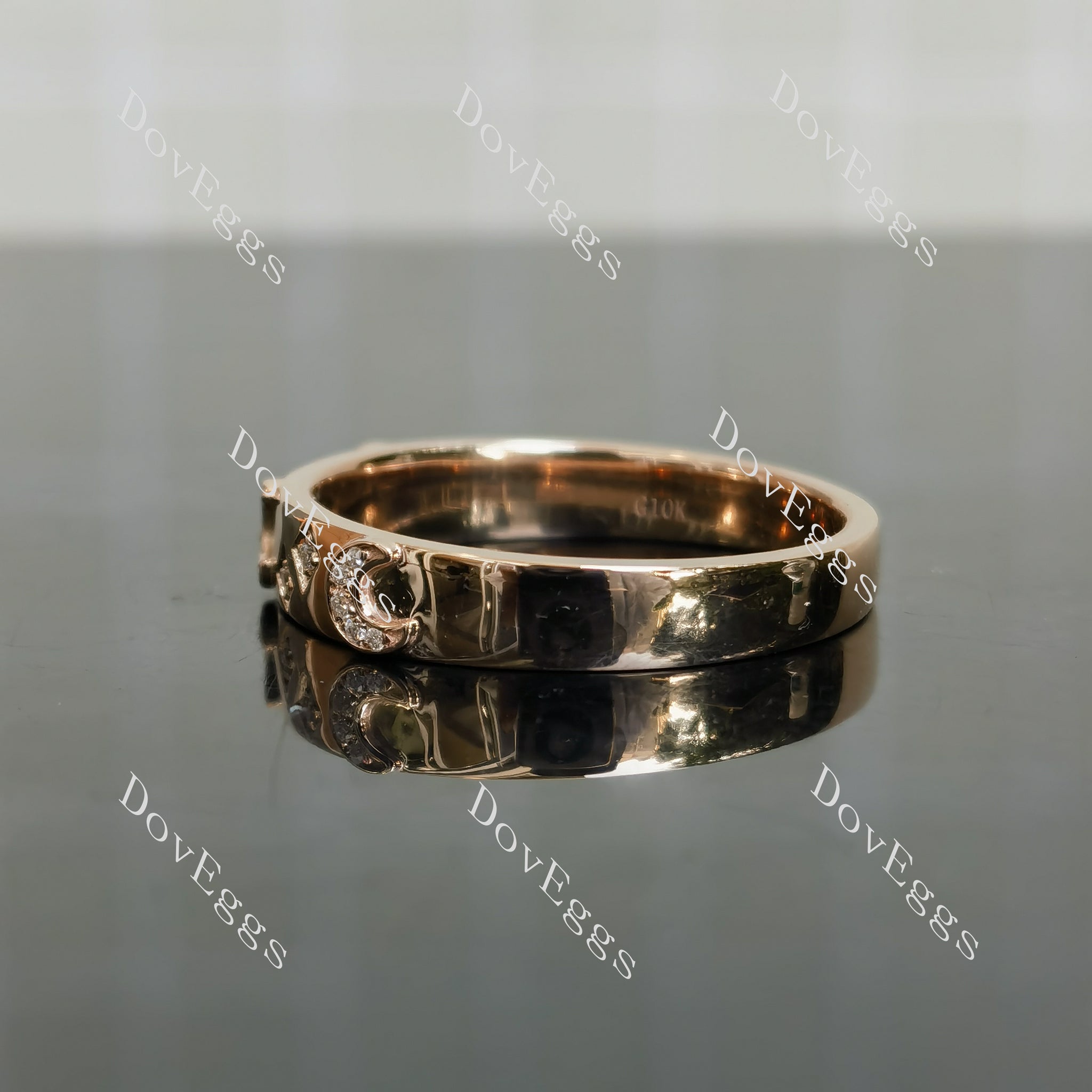 Doveggs star and moon round moissanite/lab grown diamond wedding band-3.5mm band width