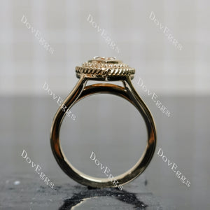 Doveggs Pear Bezel Halo Split Shanks Fancy Pink Lab Grown Diamond Engagement Ring