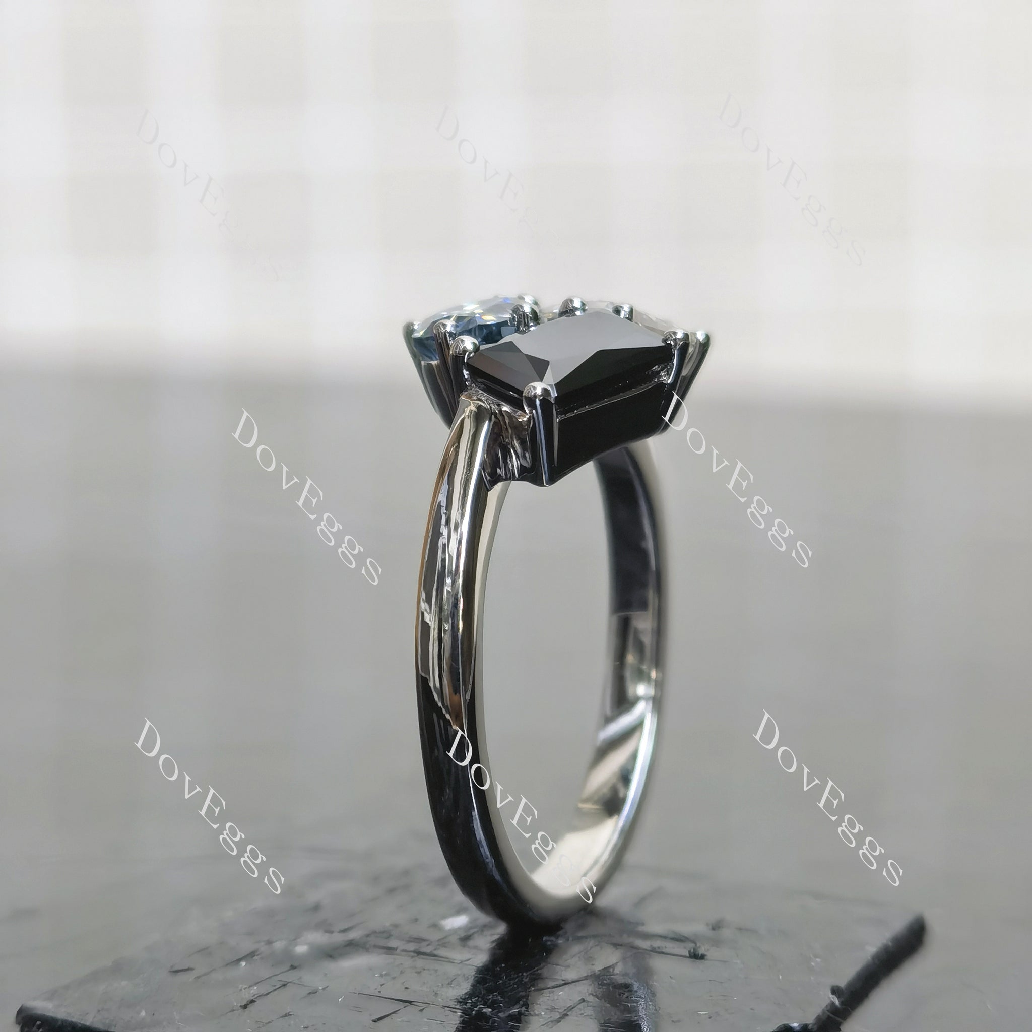 (size 7.5) Doveggs sterling silver pear asscher radiant moissanite engagement ring