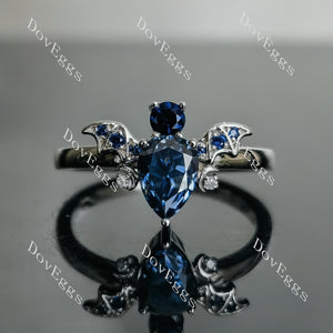 Doveggs pear bat twilight blue moissanite engagement ring