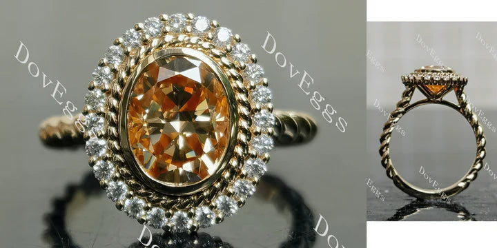 DovEggs bezel halo engagement ring only semi-mount only(Exclusively to DovEggs Stones)