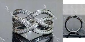 round criss cross pave moissanite/ lab grown diamond wedding band