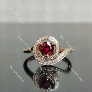 Doveggs round pave vintage wave colored gem engagement ring