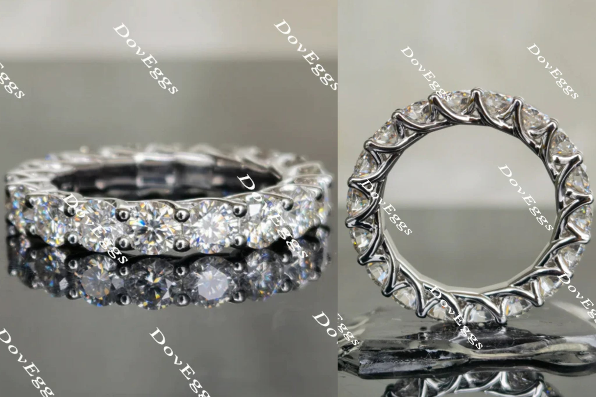 Doveggs round full eternity moissanite/lab grown diamond wedding band-4mm band width