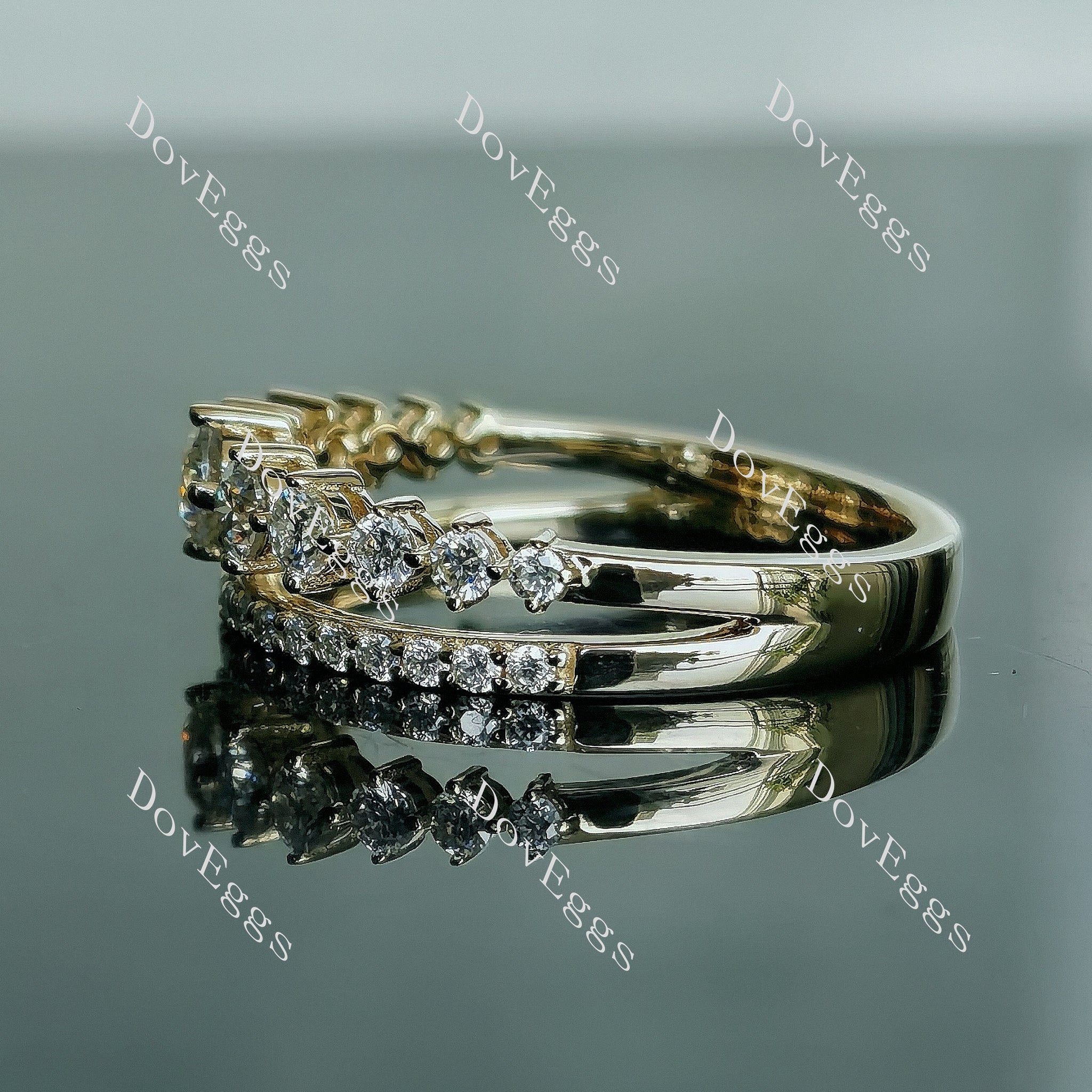 Doveggs round pave moissanite/lab grown diamond wedding band-2.8mm band width
