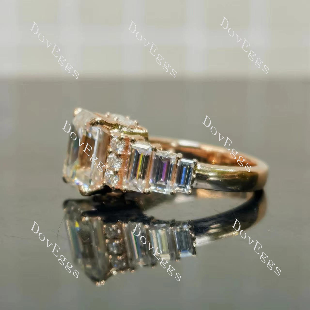 Beth's forever emeralds pave side stones moissanite engagement ring