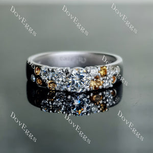 Doveggs round moissanite & colored gem wedding band-4.0mm band width