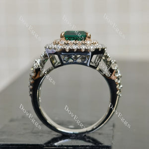 (size 7.5) Doveggs sterling silver 3ct emerald colored gem engagement ring