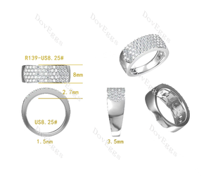 Doveggs round pave moissanite/lab grown diamond wedding band-8.0mm band width