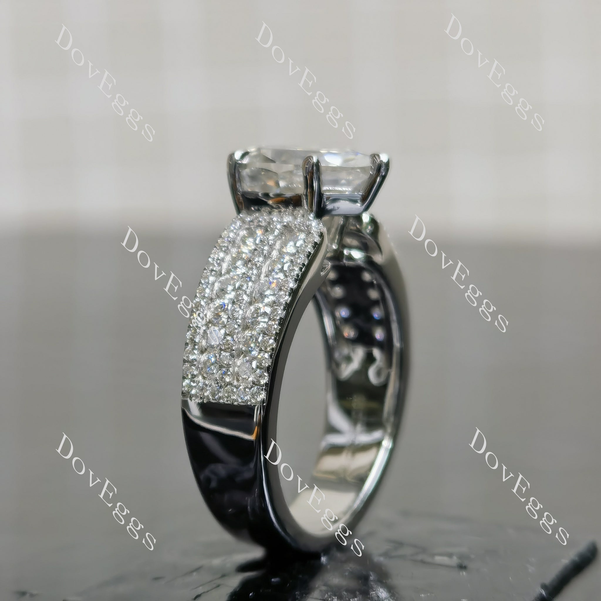 (size 7) Doveggs sterling silver 3ct Pear moissanite engagement ring
