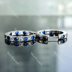 Doveggs round moissanite/lab grown diamond & colored gem earrings (around 22mm diameter)