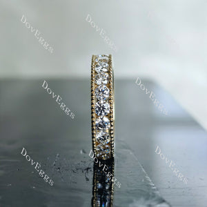 Doveggs round eternity channel set moissanite/lab grown diamond wedding band-4.0mm band width