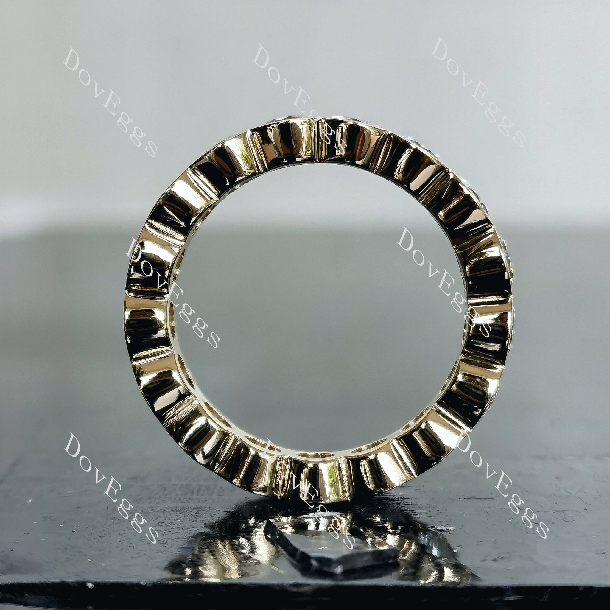 Doveggs round full eternity bezel moissanite/lab grown diamond wedding band-5.2mm band width