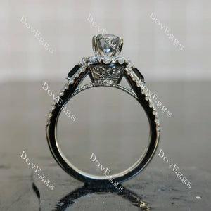 Trayce oval halo pave vintage stardust grey moissanite engagement ring