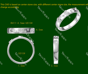 Doveggs star and moon round moissanite/lab grown diamond wedding band-3.5mm band width
