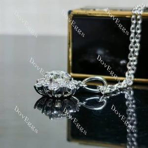 Doveggs round floral moissanite pendant necklace(pendant only)
