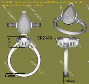 Doveggs pear pave art deco moissanite engagement ring