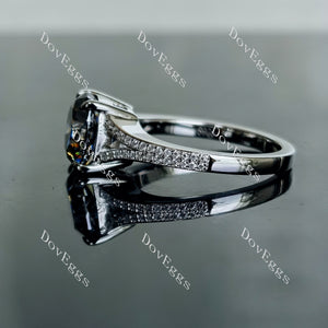 Doveggs half eternity pave split shank twilight blue moissanite engagement ring