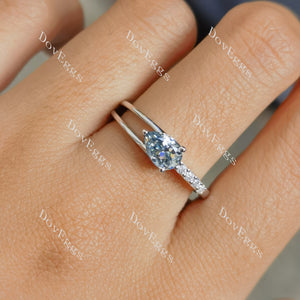 (size 8) Doveggs sterling silver 1ct pear colored moissanite engagement ring