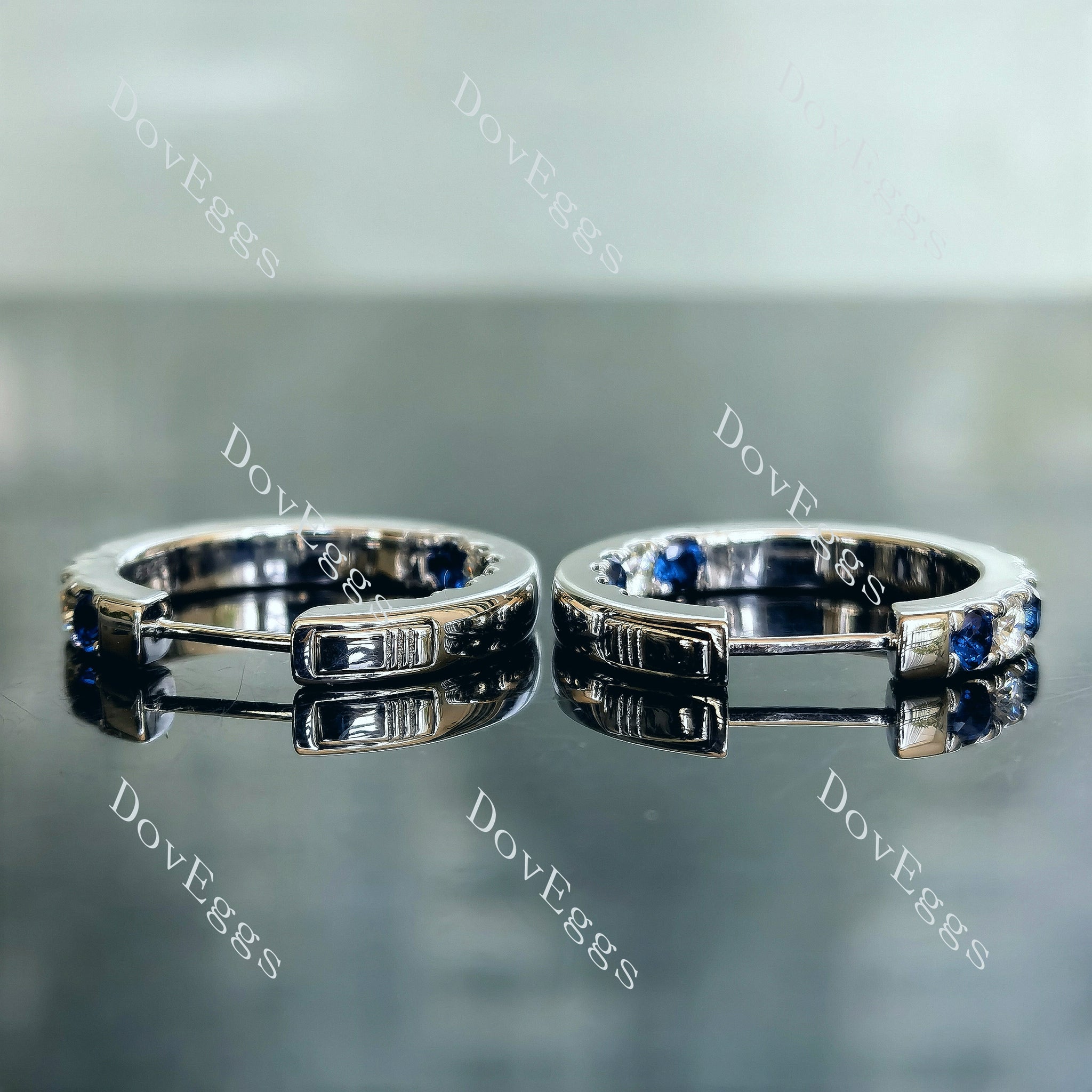 Doveggs round moissanite/lab grown diamond & colored gem earrings (around 22mm diameter)