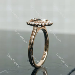 Doveggs oval bezel halo moissanite engagement ring